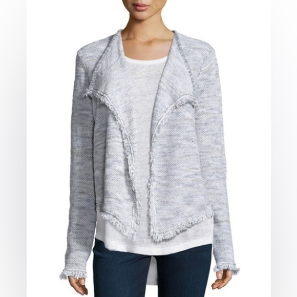 Joie Nalah B Tweed Jacket, Smoky Multi Fringe Linen Cotton Open Knit Size XS - Picture 9 of 10